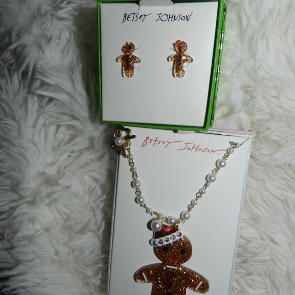 Betsey Johnson Gingerbread Earrings & Necklace Jewelry Gift sets🆕FAST😮‍💨⚡ - Picture 6 of 16